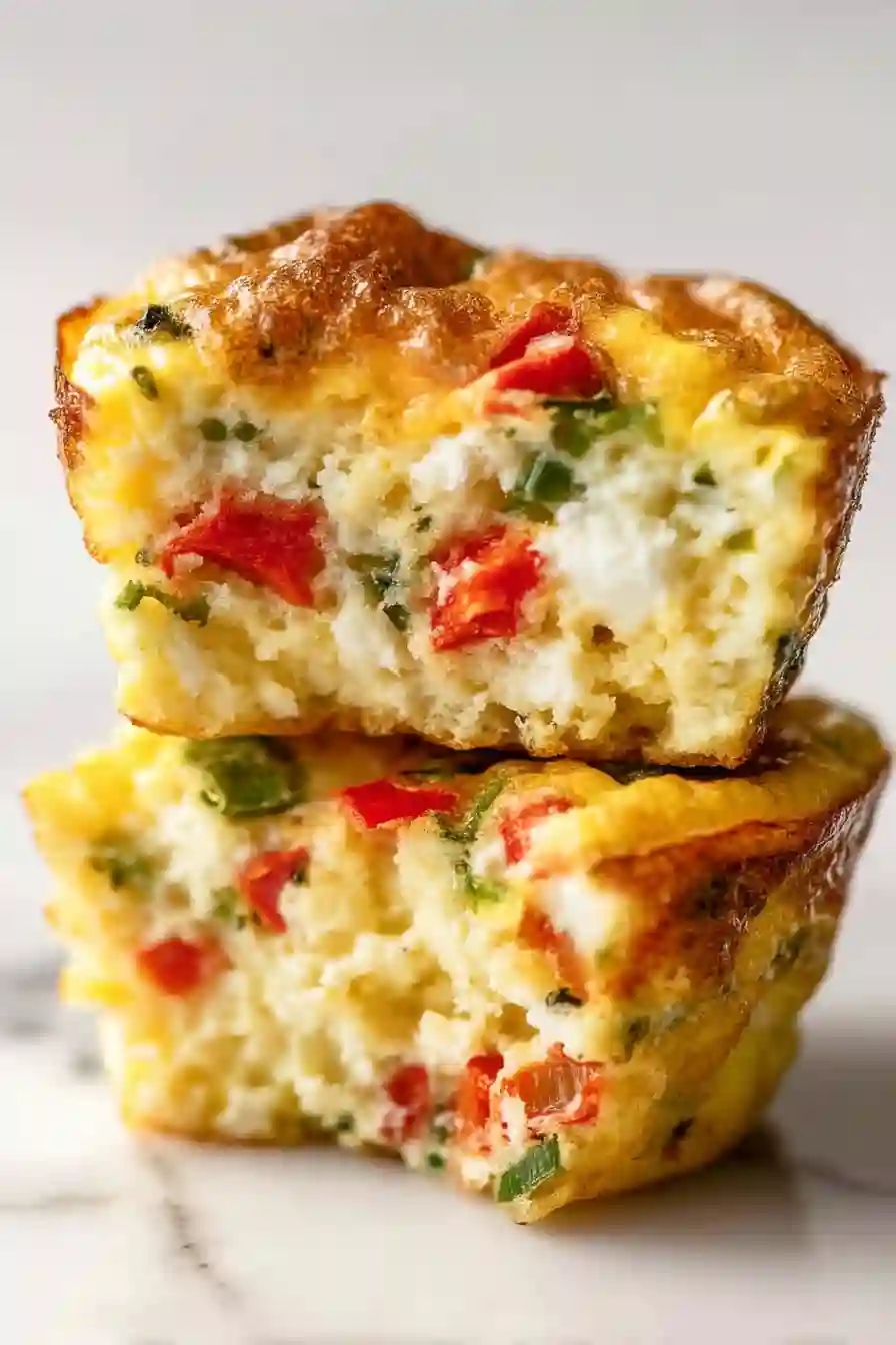 Cut-open frittata egg muffins showing fluffy interior with vegetables