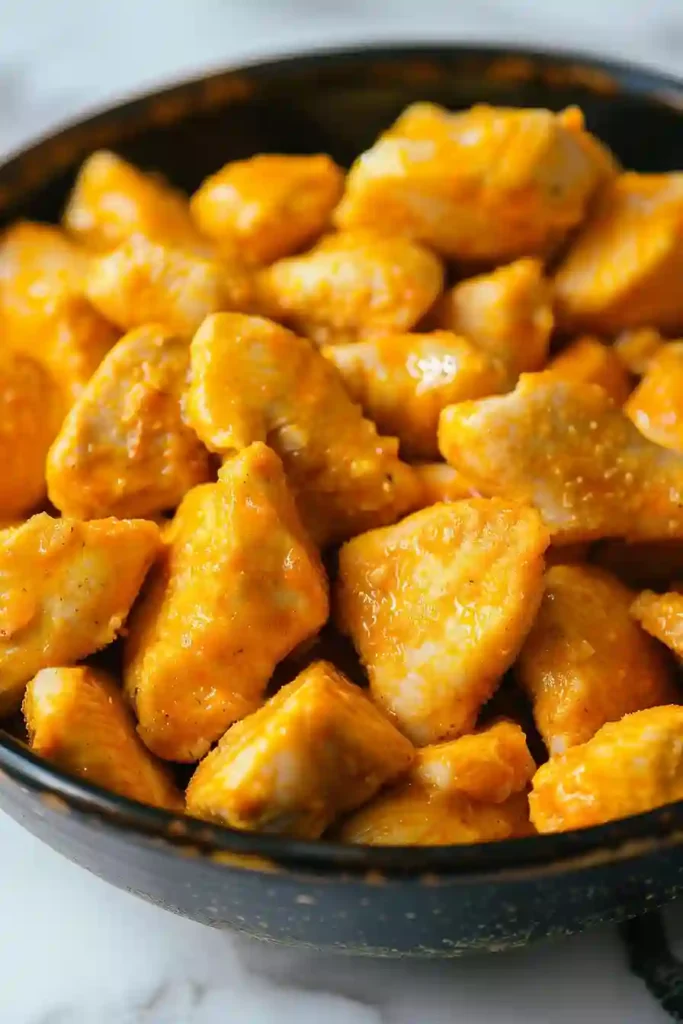 Crispy Healthy Chicken Nuggets (Air Fryer or Baked) 3 Chicken pieces coated in seasoned egg mixture for crispy nuggets