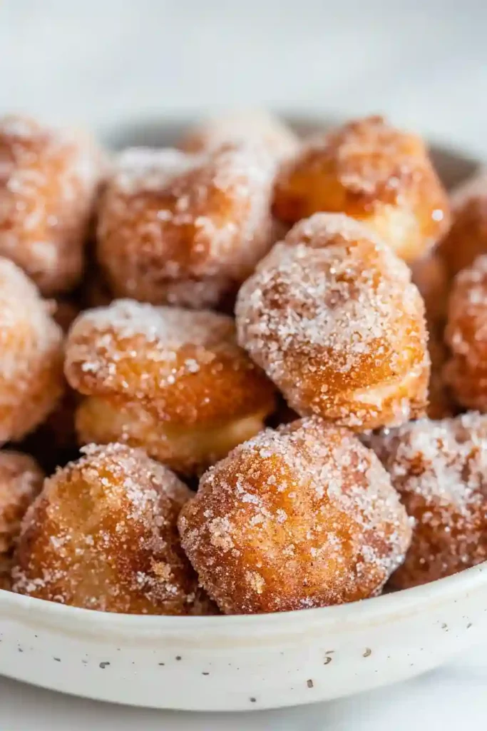 Air Fryer Churro Bites Crispy, Golden & Irresistibly Easy 5 Warm churro bites coated evenly in cinnamon sugar mixture