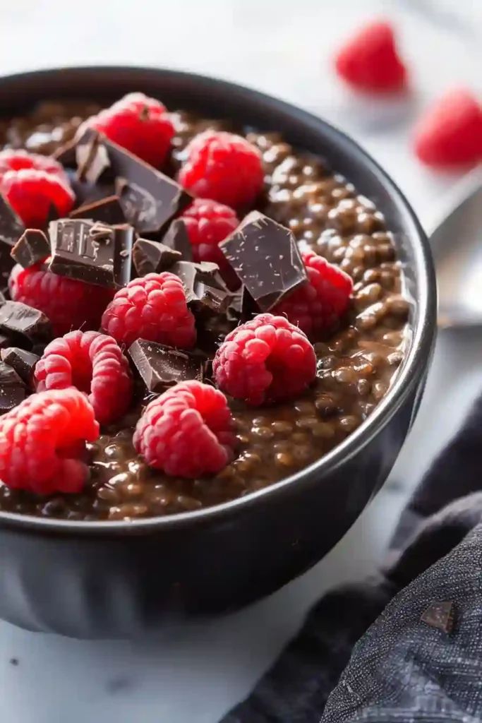 Easy high protein chocolate chia pudding with rich texture
