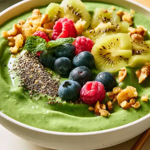 Green Protein Smoothie Bowl with Tropical Fruit 4 Green Protein Smoothie Bowl with Tropical Fruit
