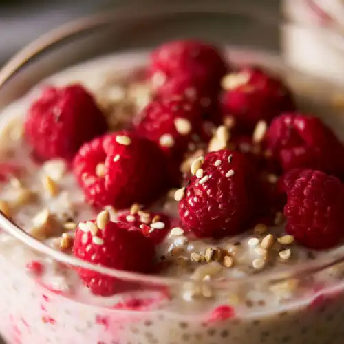 High-Fiber Raspberry Chia Oats with Greek Yogurt