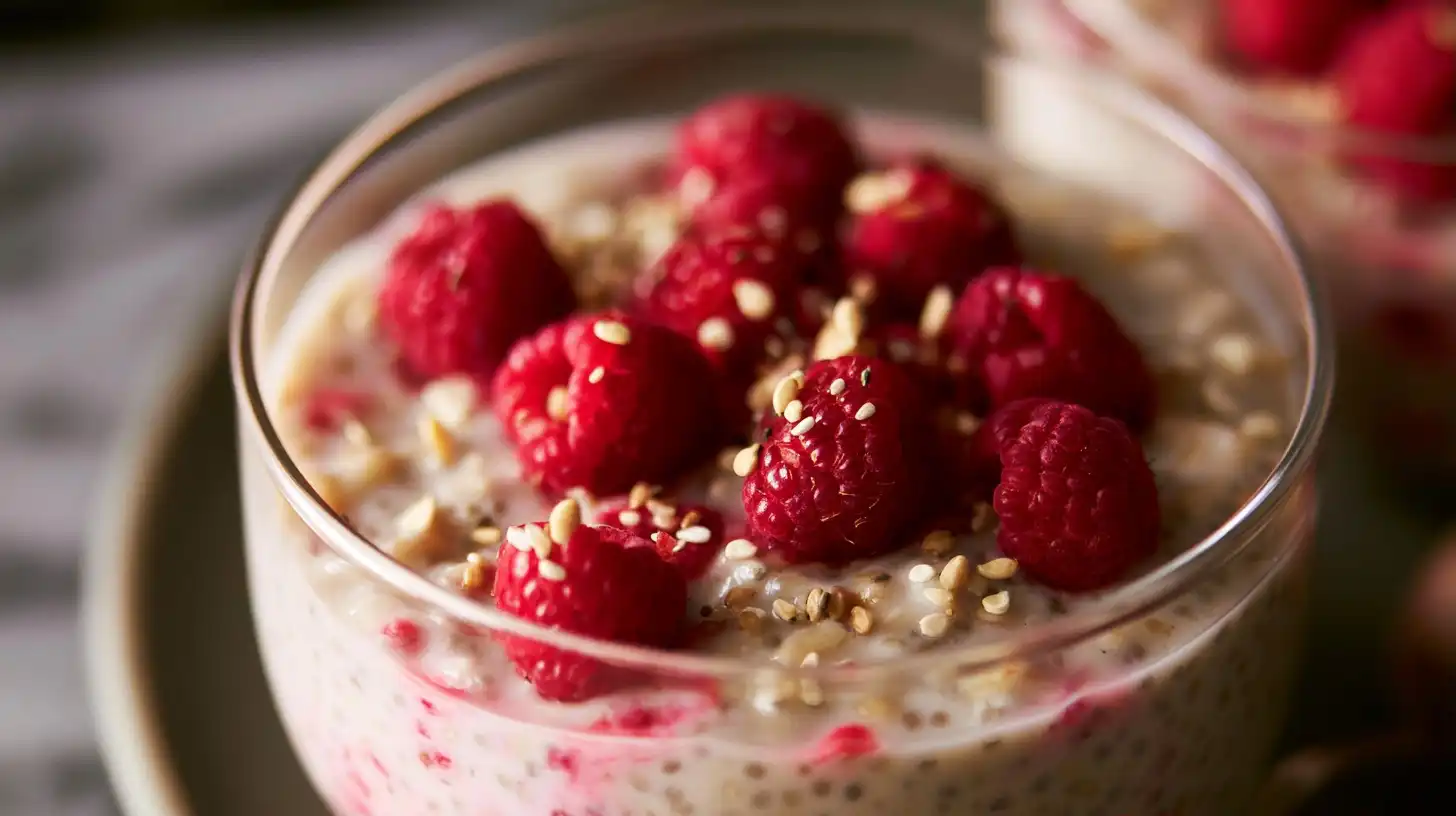 High-Fiber Raspberry Chia Oats with Greek Yogurt