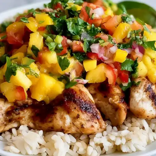 Mango Salsa Chicken Bowl with Cilantro-Lime Rice 2 Mango Salsa Chicken Bowl with Cilantro-Lime Rice