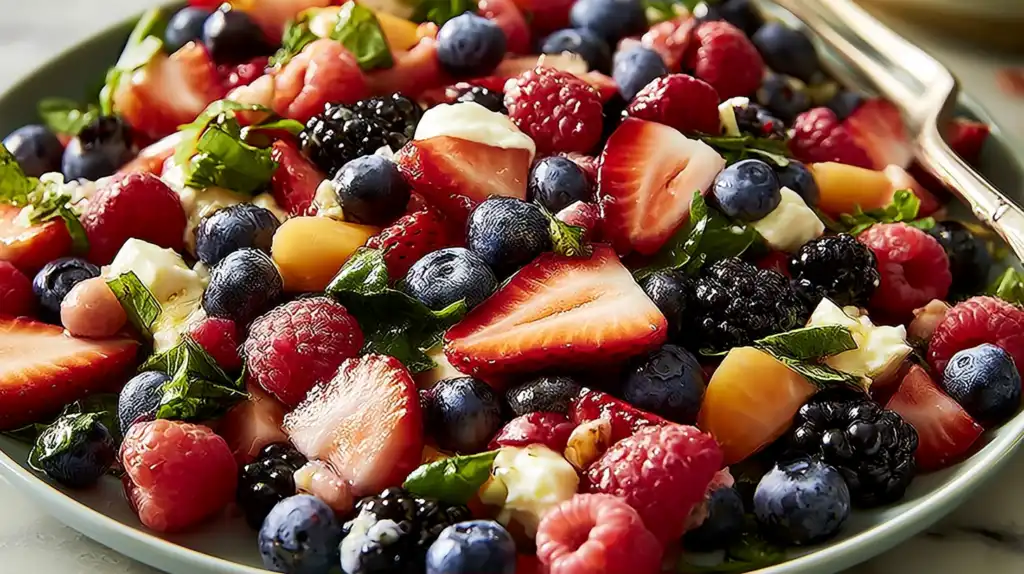 Red, White & Blue Summer Salad with Berries and Mozzarella