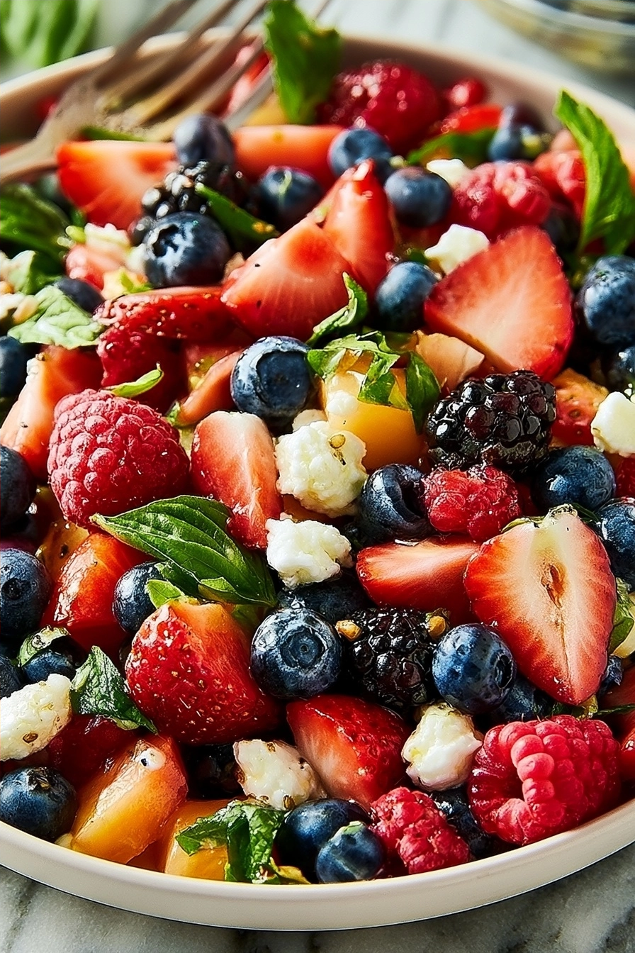 Red, White & Blue Summer Salad with Berries and Mozzarella 2 image 1782227603841