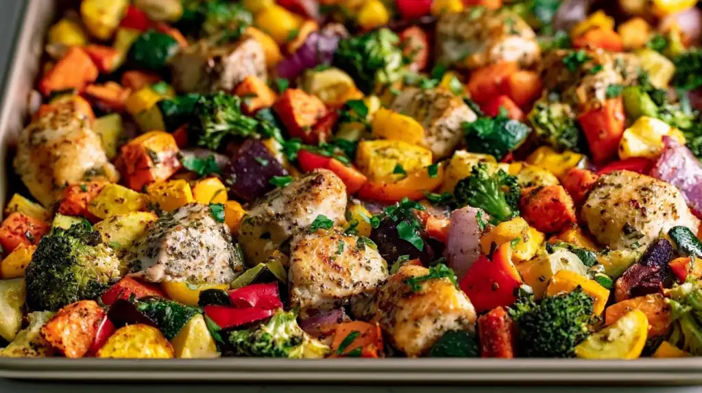 Sheet Pan Chicken with Rainbow Vegetables: The Ultimate High-Protein Meal