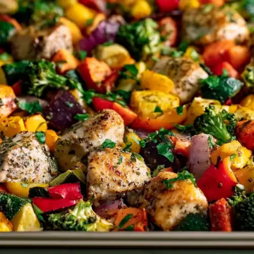 Sheet Pan Chicken with Rainbow Vegetables High-Protein Meal 3 Sheet Pan Chicken with Rainbow Vegetables: The Ultimate High-Protein Meal