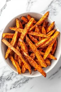 Coating Sweet Potato Fries with Cornstarch and Seasonings