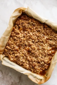 Caramel Apple Crisp with Buttery Oat Topping 7 Bake Until Golden