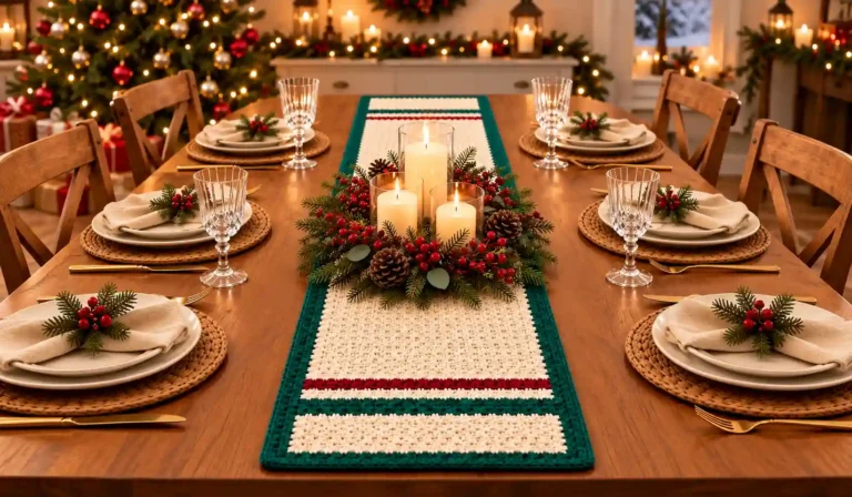 Crochet Christmas Table Runner Pattern – Nordic Noël Holiday Decor