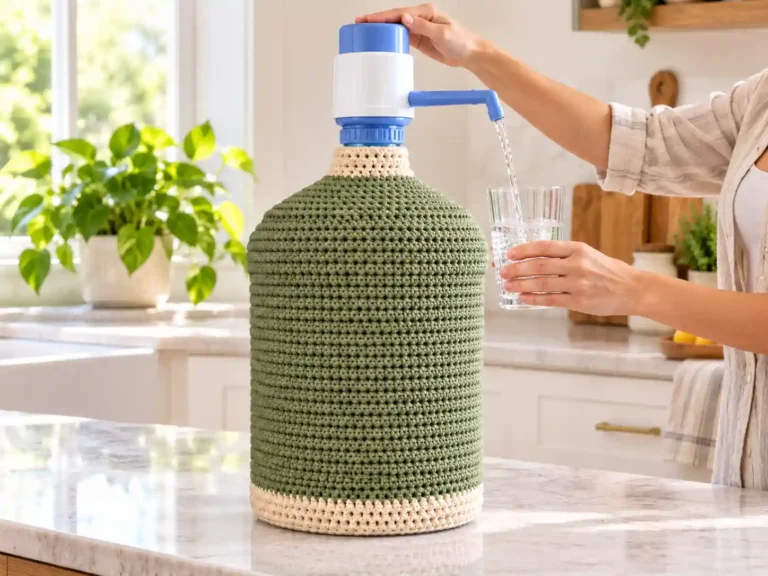 Crochet Water Dispenser Cover Pattern PDF for 5-Gallon Jugs 2 crochet water dispenser cover side view compressed